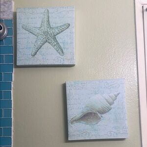 Coastal Wall Art Set with Starfish and Shell